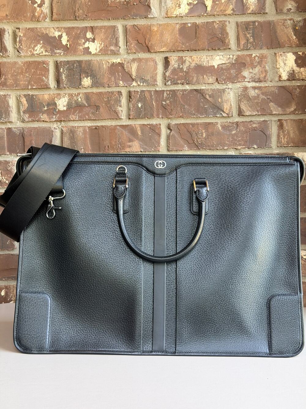 Gucci Interlocking G Convertible Briefcase Leather Large Black 67345